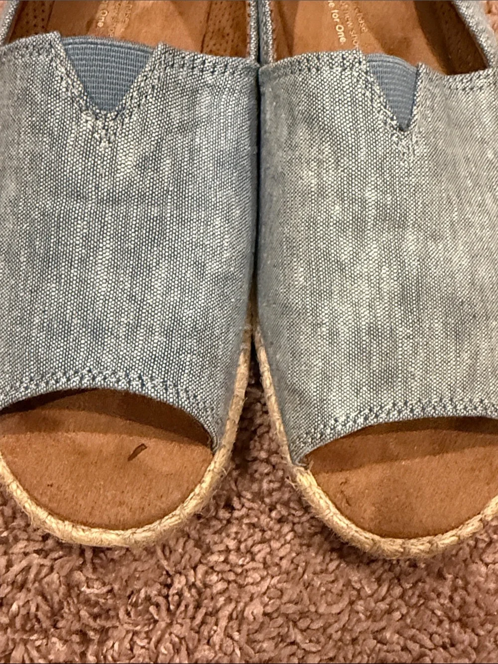 TOMS Light Blue Denim Open-Toe Espadrille Flats